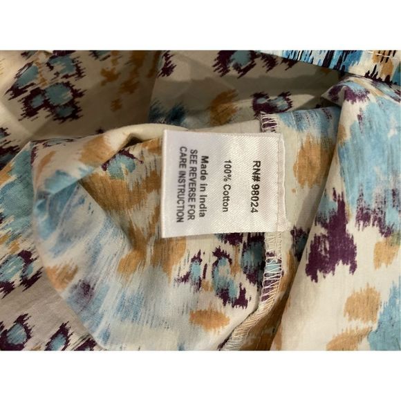 Love The Label Anthropologie Kaleesi Blue Floral Top Ruffle Sz S Boho Praise - Picture 9 of 9